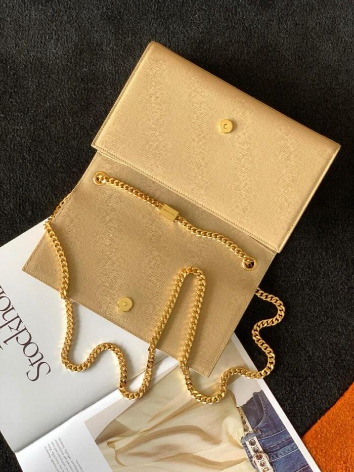 SAINT LAURENT Monogram Calfskin Smooth Finish Leather Crossbody Cell Phone Pouch Women's Dark Beige 635095-0U40J-2721 size 18*2.5*11 cm