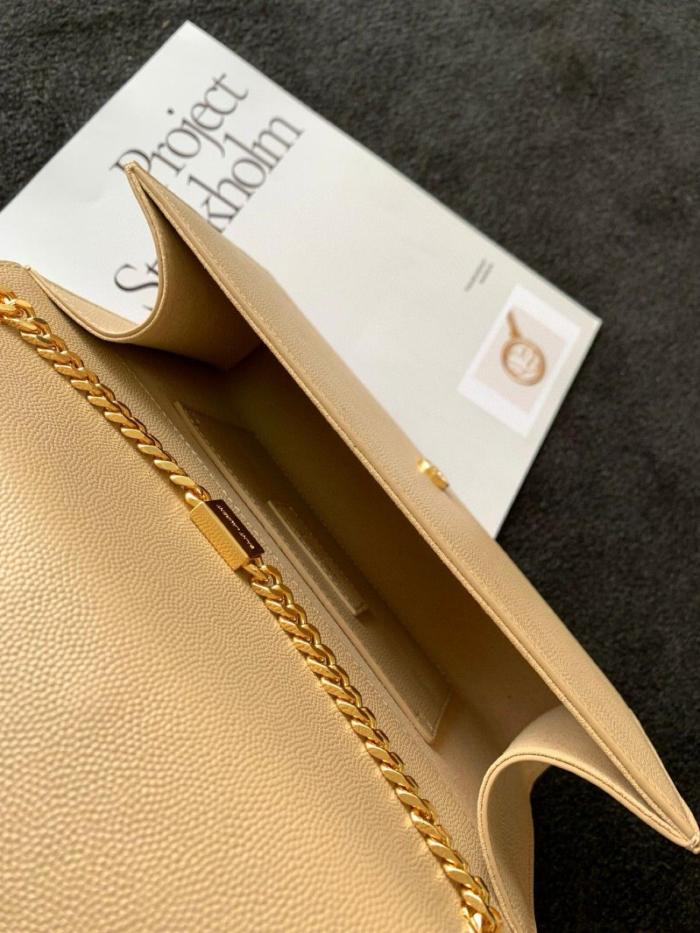 SAINT LAURENT Monogram Calfskin Smooth Finish Leather Crossbody Cell Phone Pouch Women's Dark Beige 635095-0U40J-2721 size 18*2.5*11 cm