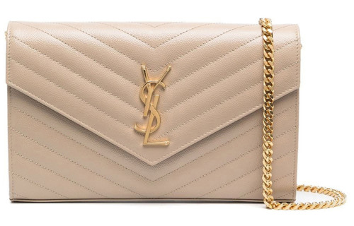 SAINT LAURENT Leather Wallet, Shoulder Bag, Crossbody Bag Regular Women's Dark Beige 377828-BOW01-2721 size 22.5*4*14 cm