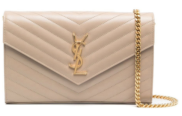 SAINT LAURENT Leather Wallet, Shoulder Bag, Crossbody Bag Regular Women's Dark Beige 377828-BOW01-2721 size 22.5*4*14 cm
