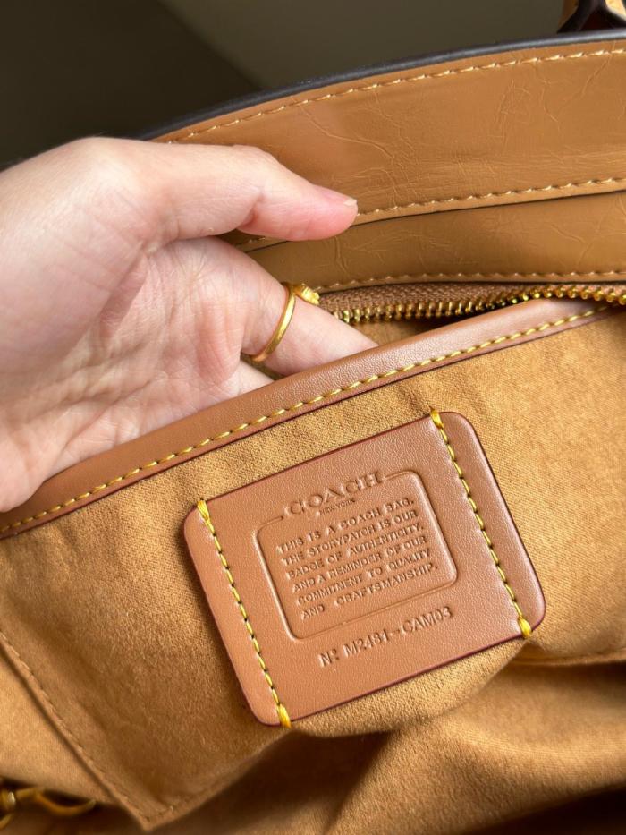 COACH Empire Carryall Glazed Surface Leather Shoulder Bag Large Women's Brass & Honeys Brown CAM03-B4T7J size 34.3*12.06*15.88 cm