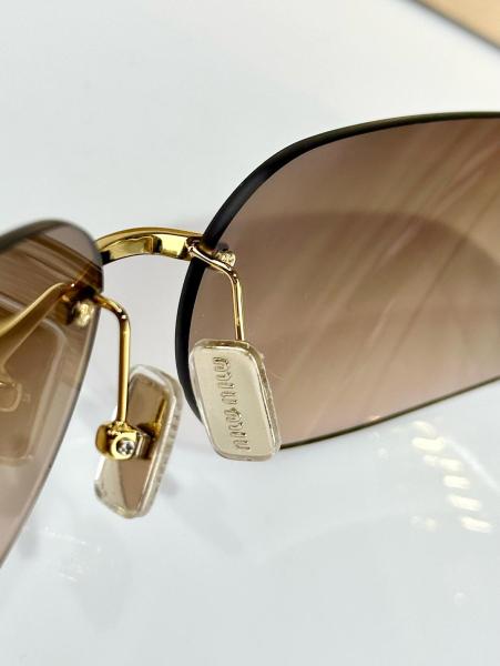 MIU MIU Magnesium Aluminum Alloy Irregular Shape Sunglasses Women's Gold Pink
