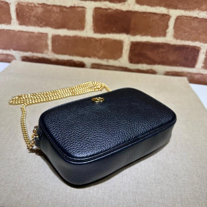 GUCCI GG Marmont Leather Camera Bag, Shoulder Bag Mini Women's Black 772759-AAE5F-1062 size 18.3*4.1*11 cm