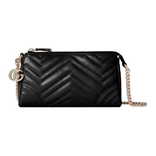GUCCI GG Marmont Leather Shoulder Bag Small Women's Black 847589-DTDFT-1000 size 18*3.5*11 cm