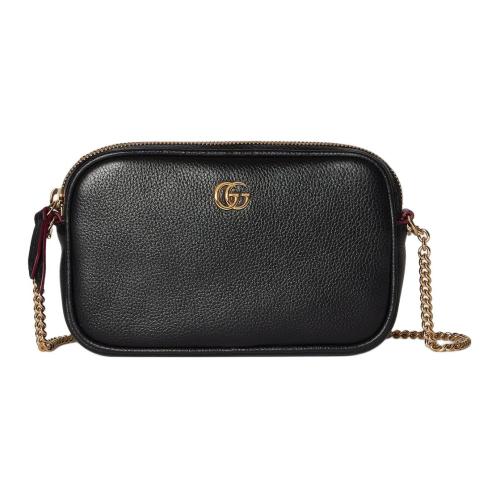 GUCCI GG Marmont Leather Camera Bag, Shoulder Bag Mini Women's Black 772759-AAE5F-1062 size 18.3*4.1*11 cm