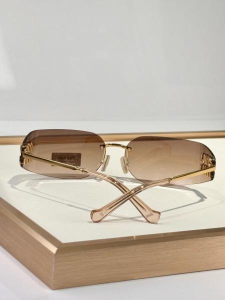 MIU MIU Magnesium Aluminum Alloy Irregular Shape Sunglasses Women's Gold Pink