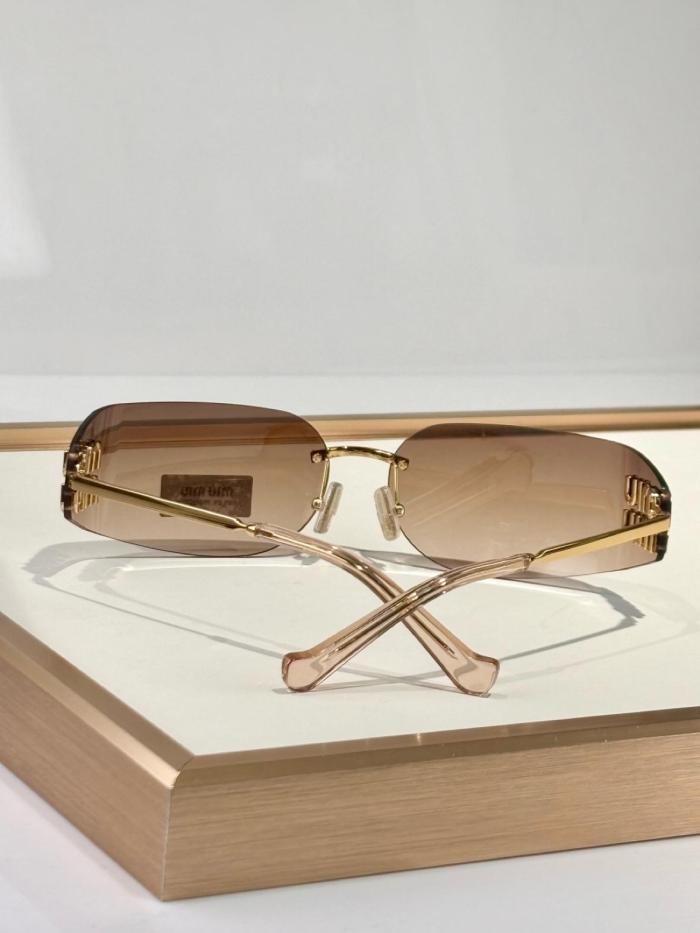 MIU MIU Magnesium Aluminum Alloy Irregular Shape Sunglasses Women's Gold Pink