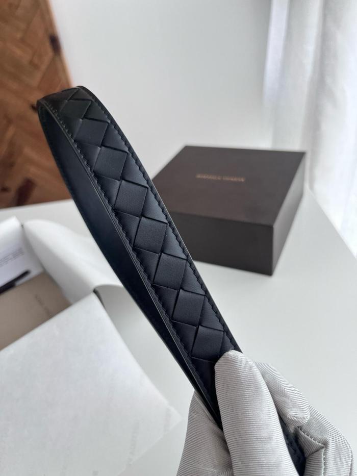 Bottega Veneta Calfskin Leather Belts Unisex Black 2.5CM