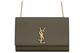 SAINT LAURENT KATE Cow Leather Shoulder Bag Crossbody Bag Medium Size Women's Gray Khaki 364021-BOW0W-1229 size 24*5.5*14.5 cm