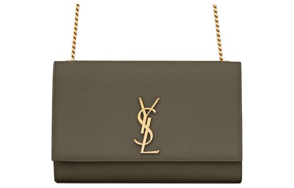 SAINT LAURENT KATE Cow Leather Shoulder Bag Crossbody Bag Medium Size Women's Gray Khaki 364021-BOW0W-1229 size 24*5.5*14.5 cm