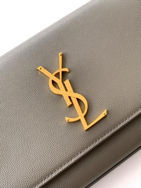 SAINT LAURENT KATE Cow Leather Shoulder Bag Crossbody Bag Medium Size Women's Gray Khaki 364021-BOW0W-1229 size 24*5.5*14.5 cm