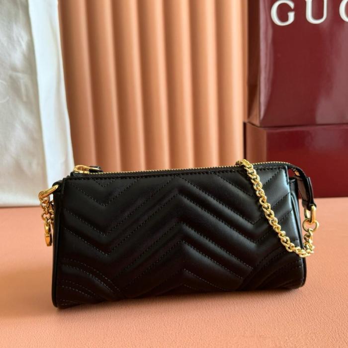 GUCCI GG Marmont Leather Shoulder Bag Small Women's Black 847589-DTDFT-1000 size 18*3.5*11 cm