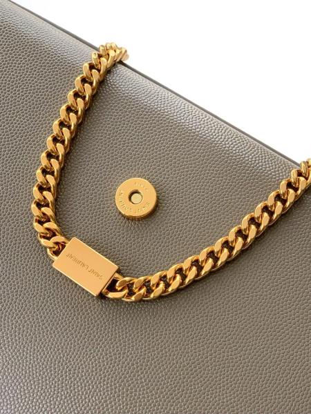 SAINT LAURENT KATE Cow Leather Shoulder Bag Crossbody Bag Medium Size Women's Gray Khaki 364021-BOW0W-1229 size 24*5.5*14.5 cm