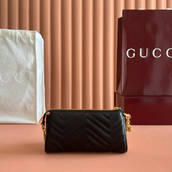 GUCCI GG Marmont Leather Shoulder Bag Small Women's Black 847589-DTDFT-1000 size 18*3.5*11 cm