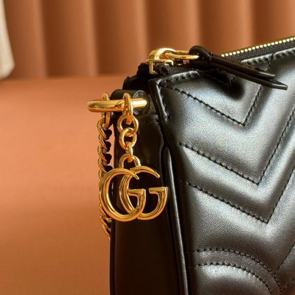 GUCCI GG Marmont Leather Shoulder Bag Small Women's Black 847589-DTDFT-1000 size 18*3.5*11 cm