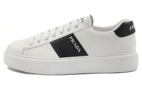 PRADA Low top Skateboard Shoes Men's Black White