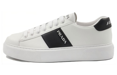 PRADA Low top Skateboard Shoes Men's Black White