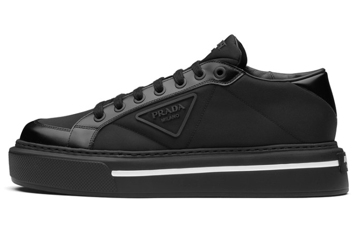PRADA Macro Re Nylon Low Top Stylish Skateboarding Shoes Black