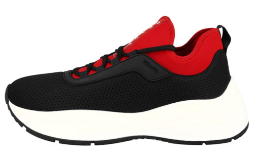 PRADA Cushioning Low-Top Sports Casual Shoes Men's Black Red