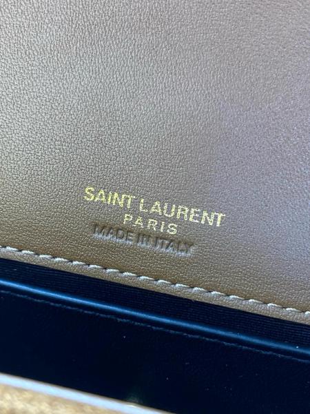 SAINT LAURENT LOULOU Calfskin Crossbody Bag, Shoulder Bag Mini Women's Brown Coffee 577475-AAFE1-6593 size 20*5*12 cm