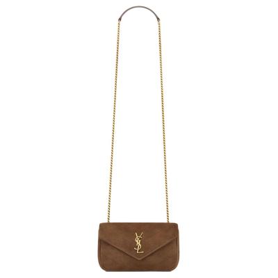 SAINT LAURENT LOULOU Suede Envelope Bag, Shoulder Bag Mini Women's Brown 821749-1U827-2358 size 20*5*12 cm