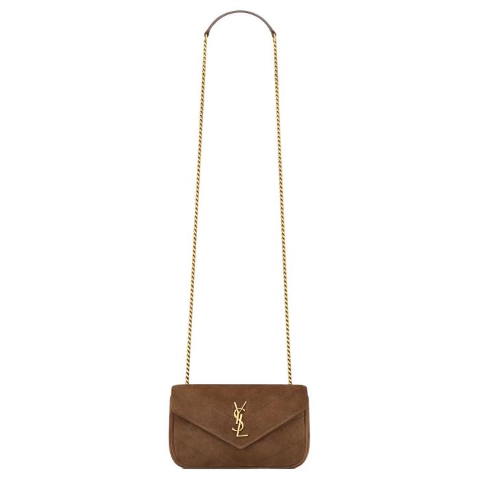 SAINT LAURENT LOULOU Suede Envelope Bag, Shoulder Bag Mini Women's Brown 821749-1U827-2358 size 20*5*12 cm