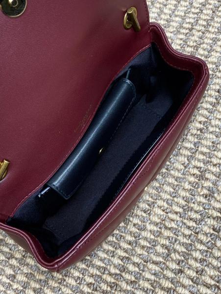 SAINT LAURENT Lambskin Crossbody Bag, Shoulder Bag Mini Women's Cabernet Sauvignon Red 821749-AAEAX-6197 size 20*5*12 cm