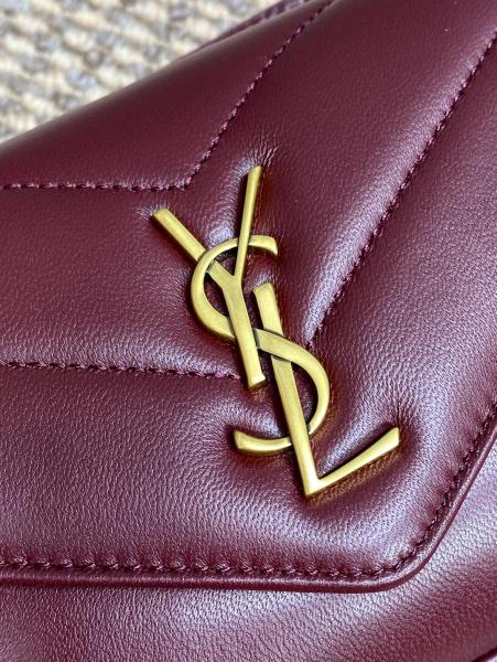 SAINT LAURENT Lambskin Crossbody Bag, Shoulder Bag Mini Women's Cabernet Sauvignon Red 821749-AAEAX-6197 size 20*5*12 cm