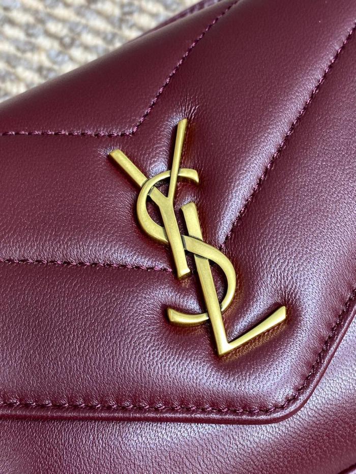 SAINT LAURENT Lambskin Crossbody Bag, Shoulder Bag Mini Women's Cabernet Sauvignon Red 821749-AAEAX-6197 size 20*5*12 cm