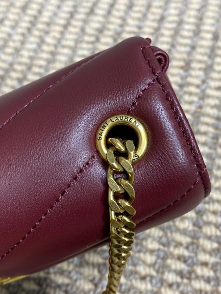 SAINT LAURENT Lambskin Crossbody Bag, Shoulder Bag Mini Women's Cabernet Sauvignon Red 821749-AAEAX-6197 size 20*5*12 cm