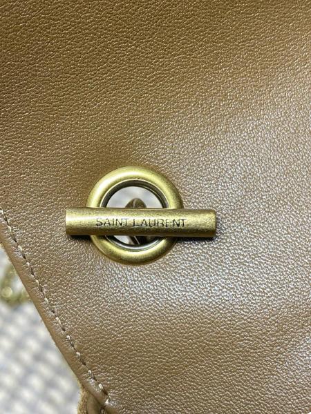 SAINT LAURENT LOULOU Calfskin Crossbody Bag, Shoulder Bag Mini Women's Brown Coffee 577475-AAFE1-6593 size 20*5*12 cm