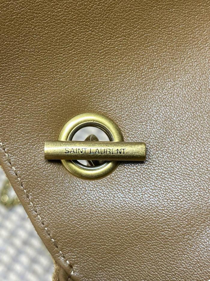 SAINT LAURENT LOULOU Suede Envelope Bag, Shoulder Bag Mini Women's Brown 821749-1U827-2358 size 20*5*12 cm