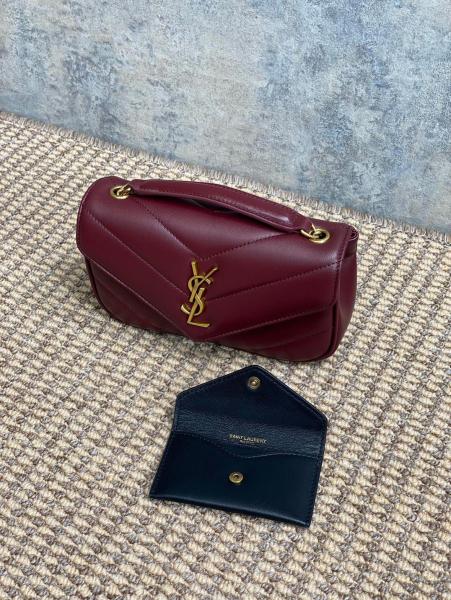 SAINT LAURENT Lambskin Crossbody Bag, Shoulder Bag Mini Women's Cabernet Sauvignon Red 821749-AAEAX-6197 size 20*5*12 cm