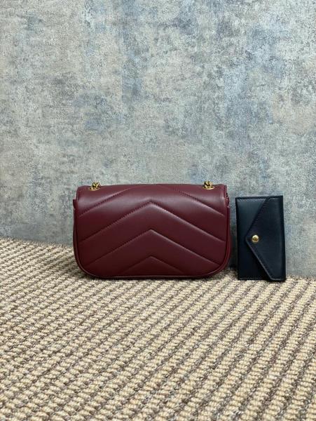 SAINT LAURENT Lambskin Crossbody Bag, Shoulder Bag Mini Women's Cabernet Sauvignon Red 821749-AAEAX-6197 size 20*5*12 cm