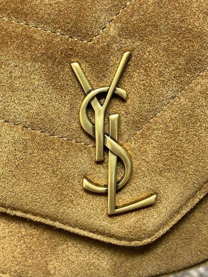 SAINT LAURENT LOULOU Suede Envelope Bag, Shoulder Bag Mini Women's Brown 821749-1U827-2358 size 20*5*12 cm