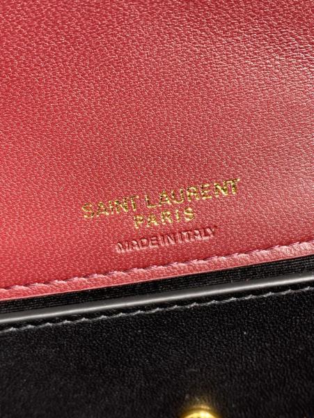 SAINT LAURENT Lambskin Crossbody Bag, Shoulder Bag Mini Women's Cabernet Sauvignon Red 821749-AAEAX-6197 size 20*5*12 cm
