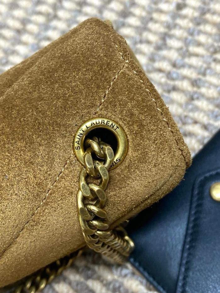 SAINT LAURENT LOULOU Suede Envelope Bag, Shoulder Bag Mini Women's Brown 821749-1U827-2358 size 20*5*12 cm