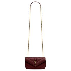 SAINT LAURENT Lambskin Crossbody Bag, Shoulder Bag Mini Women's Cabernet Sauvignon Red 821749-AAEAX-6197 size 20*5*12 cm