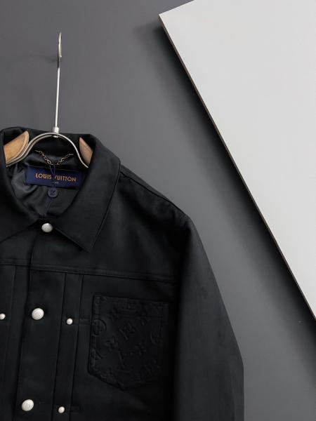 Louis Vuitton Suede Leather Type II Trucker Jacket Black