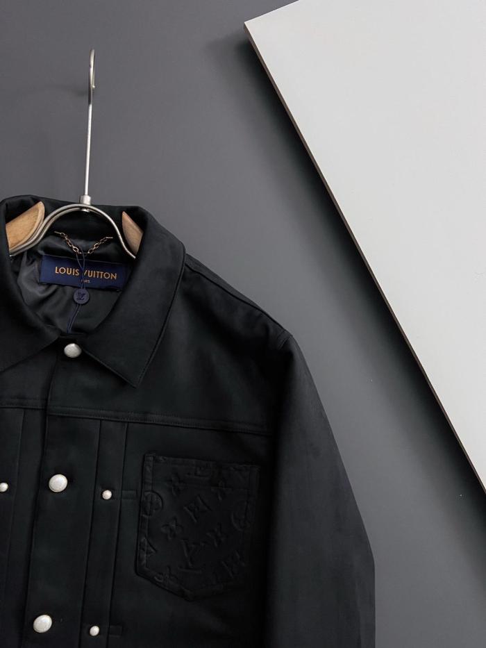 Louis Vuitton Suede Leather Type II Trucker Jacket Black