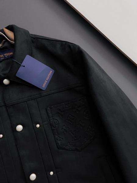 Louis Vuitton Suede Leather Type II Trucker Jacket Black