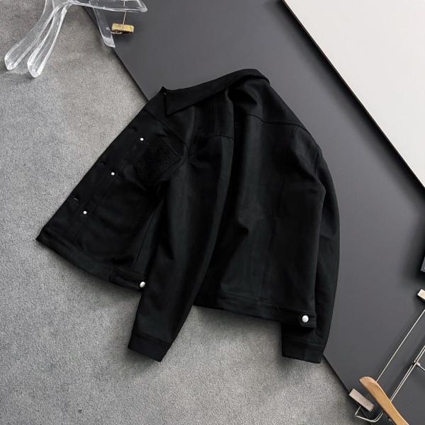 Louis Vuitton Suede Leather Type II Trucker Jacket Black