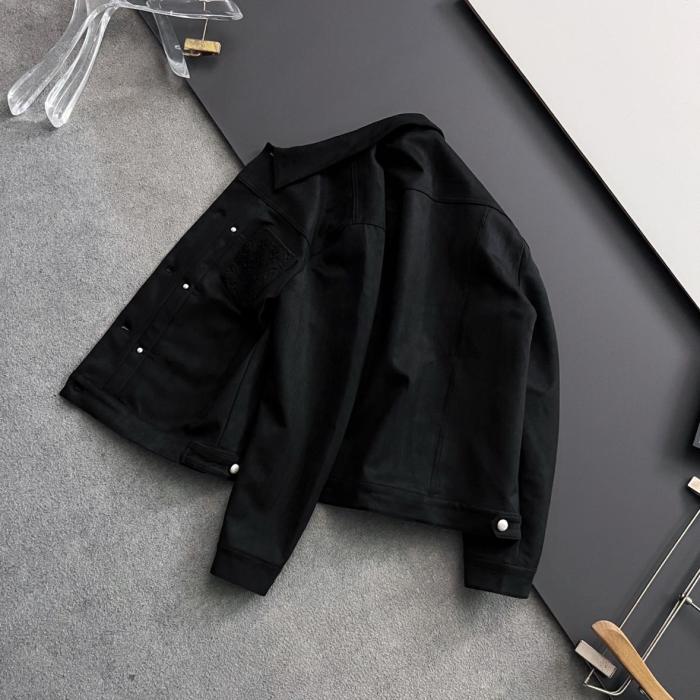 Louis Vuitton Suede Leather Type II Trucker Jacket Black