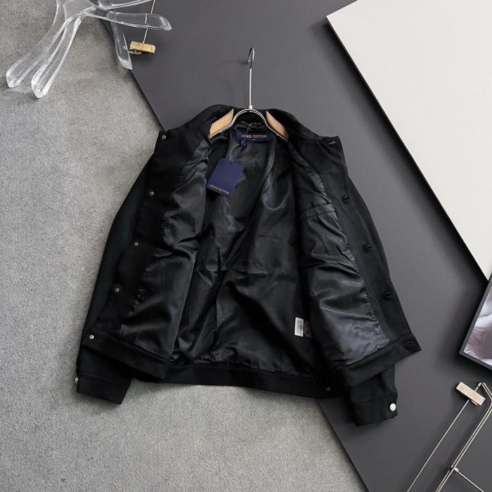 Louis Vuitton Suede Leather Type II Trucker Jacket Black