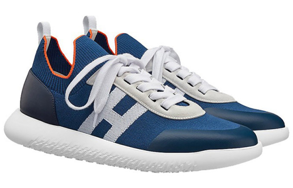 HERMES Crew Low top Casual Shoes Men's Blue White Black