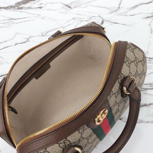 GUCCI Ophidia Canvas With Leather Binding One Shoulder Crossbody Canvas Bag Handbag Small Size Women's Brown 772061-96IWG-8745 size 26.5*14*17.5 cm