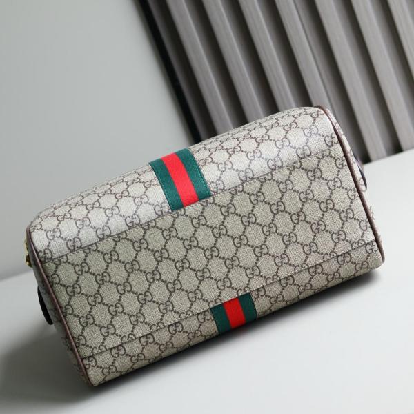 GUCCI Ophidia Canvas With Leather Binding One Shoulder Crossbody Canvas Bag Handbag Medium Size Women's Brown 772065-96IWG-8745 size 20*16.5*31 cm