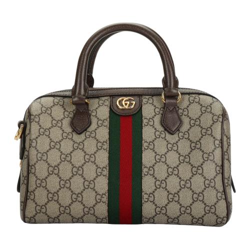 GUCCI Ophidia Canvas With Leather Binding One Shoulder Crossbody Canvas Bag Handbag Small Size Women's Brown 772061-96IWG-8745 size 26.5*14*17.5 cm