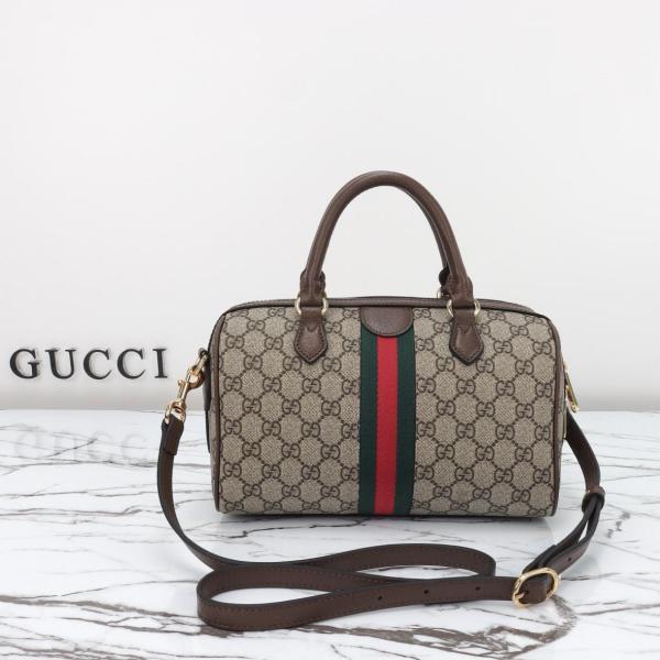 GUCCI Ophidia Canvas With Leather Binding One Shoulder Crossbody Canvas Bag Handbag Small Size Women's Brown 772061-96IWG-8745 size 26.5*14*17.5 cm