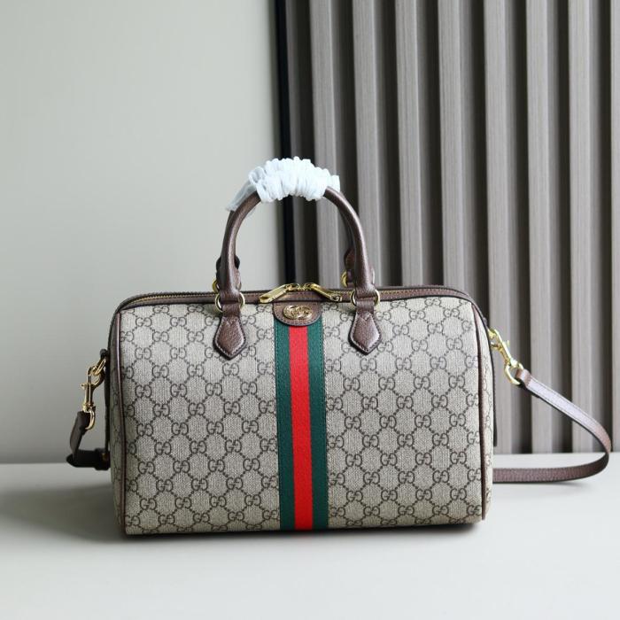 GUCCI Ophidia Canvas With Leather Binding One Shoulder Crossbody Canvas Bag Handbag Medium Size Women's Brown 772065-96IWG-8745 size 20*16.5*31 cm